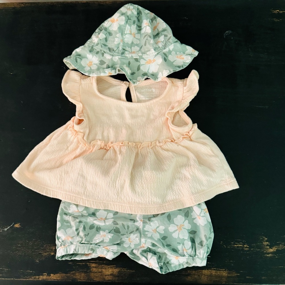 Carters Baby Girl Outfit with Matching Hat and Pants